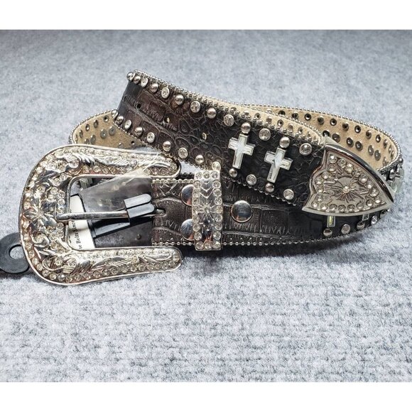 Nocona Belt Womens L Multicolor Adjustable Genuine Leather Embossed Cross New main image 7